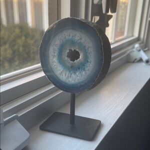 Blue Agate Geode on Stand